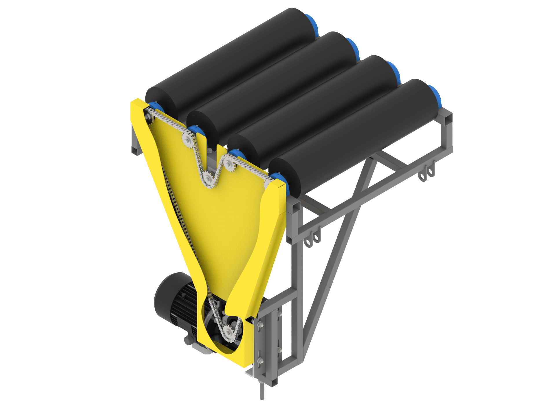 Roller conveyor for peeling